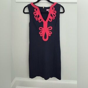 Lilly Pulitzer Navy Dress with Pink Detailing